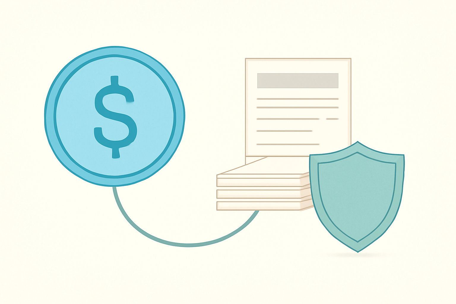 A stablecoin token connected to a stack of safe liquid assets and a capital buffer, illustrating full reserve backing.