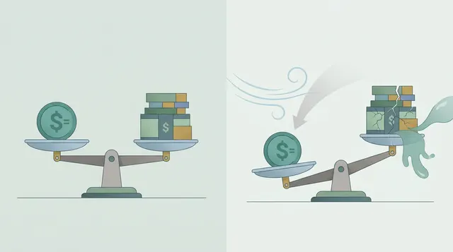 A depeg occurs when market value moves away from the target price.